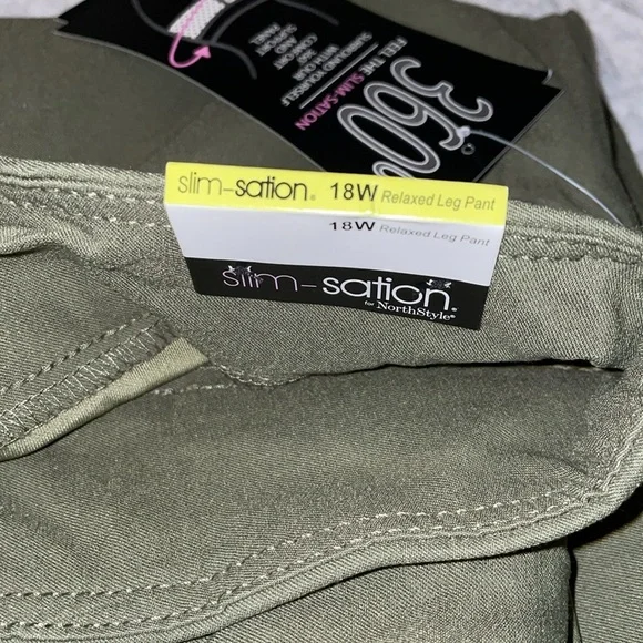 NWT NorthStyle pants Green Chinos Modern Flat Front Design.  Size 18W. - Picture 4 of 7
